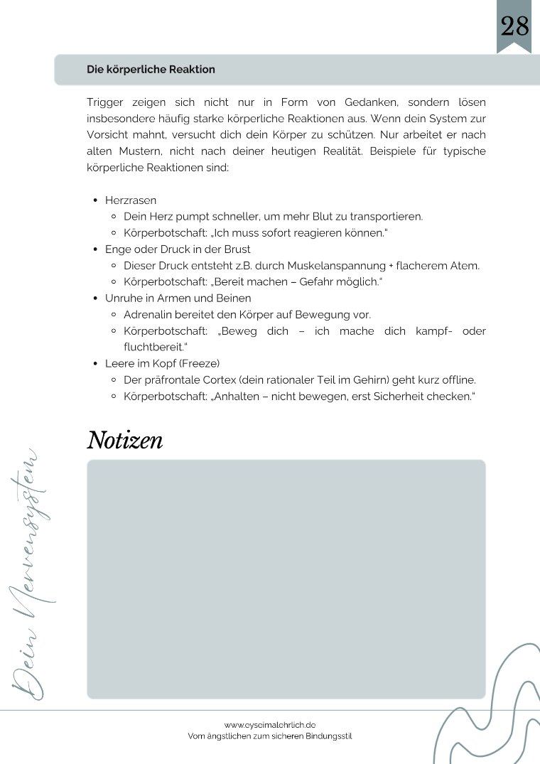 Leseprobe: Beispielseite: Die körperliche Reaktion